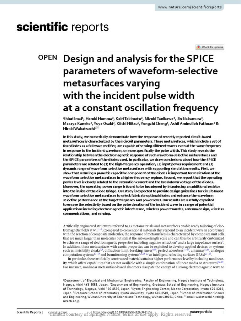 Design and Analysis For The SPICE Parameters of Wa | PDF | Rectifier ...