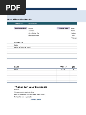 Auto Repair Invoice 06