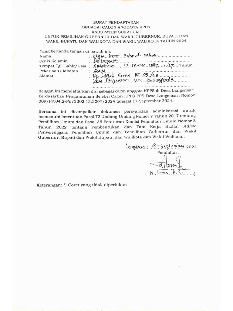 Surat Pendaftaran Pdf