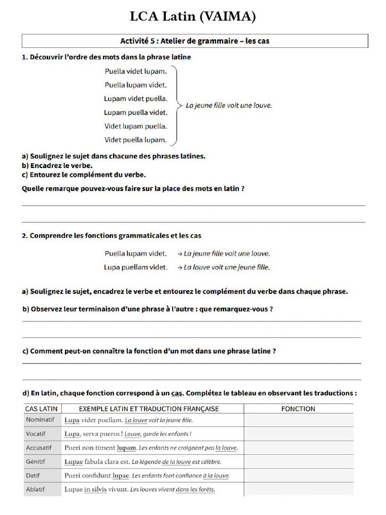 Déclinaisons et fonctions en latin | PDF | Genre grammatical ...