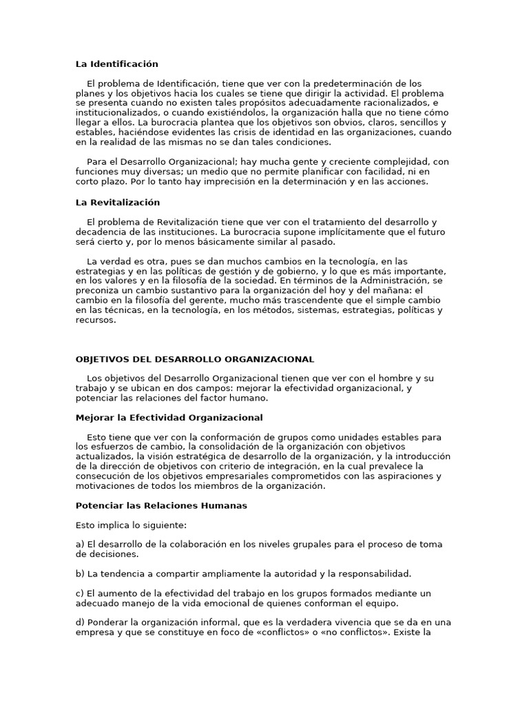 Desarrollo Organizacional: Claves y Objetivos | PDF | Business ...