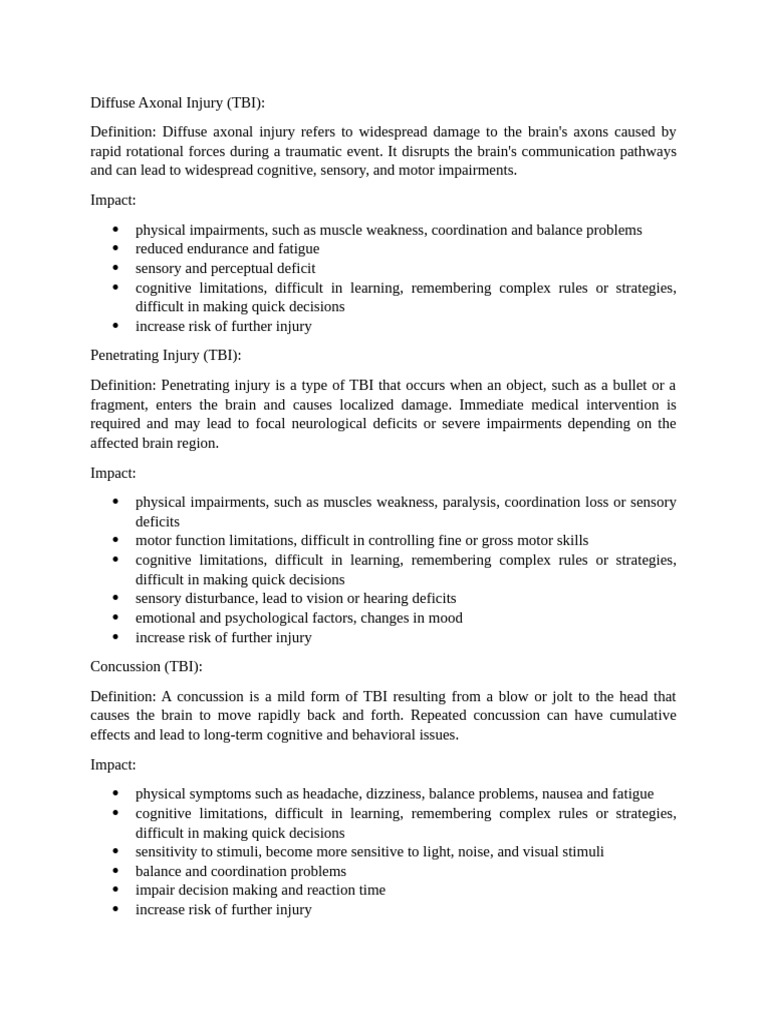 definition for TBI | PDF | Traumatic Brain Injury | Concussion