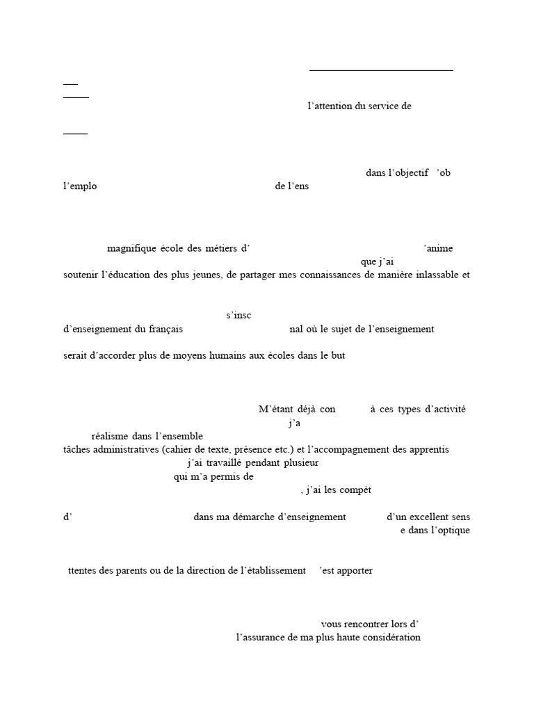 Lettre de motivation pour le CFA PDF Pédagogie Enseignement — free download
