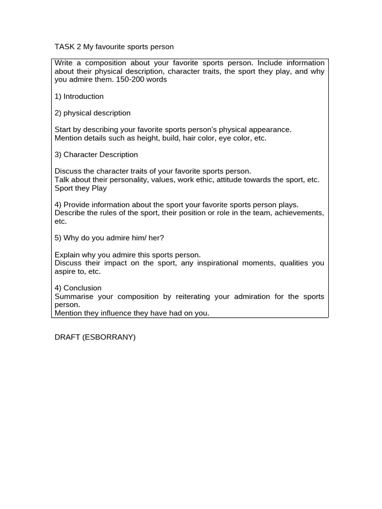 Write A Essay On My Favourite Sports Person