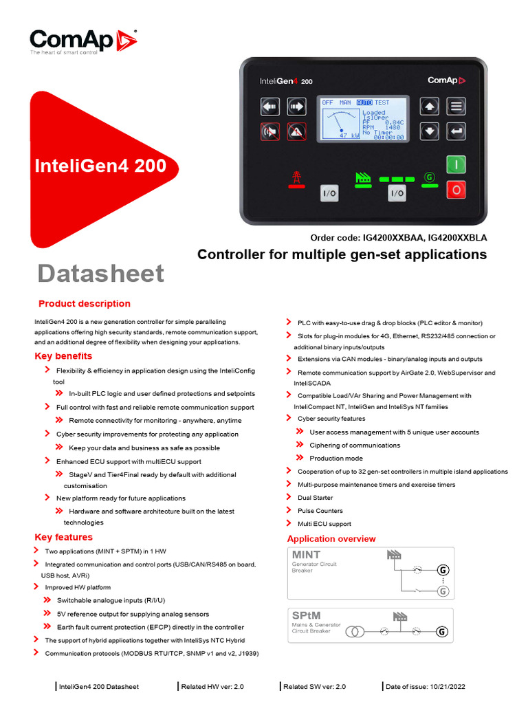 InteliGen4 200 Controller Overview | PDF | Programmable Logic ...
