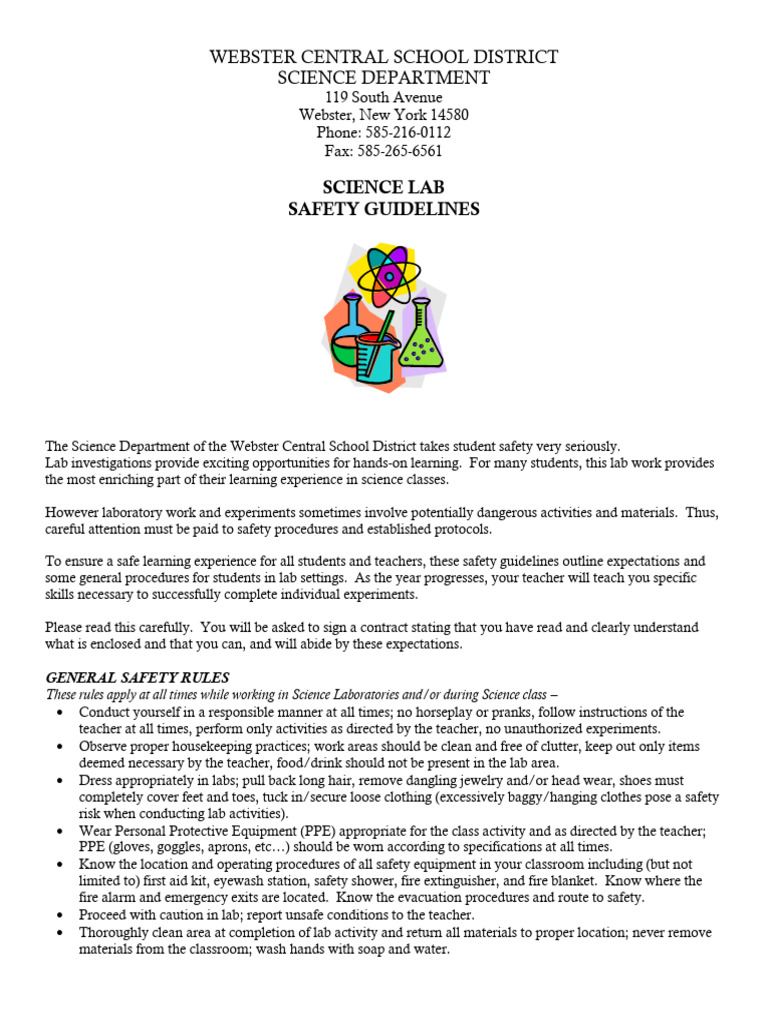 MS and HS Science Lab Safety Guidelines 2024-25 | PDF | Personal ...