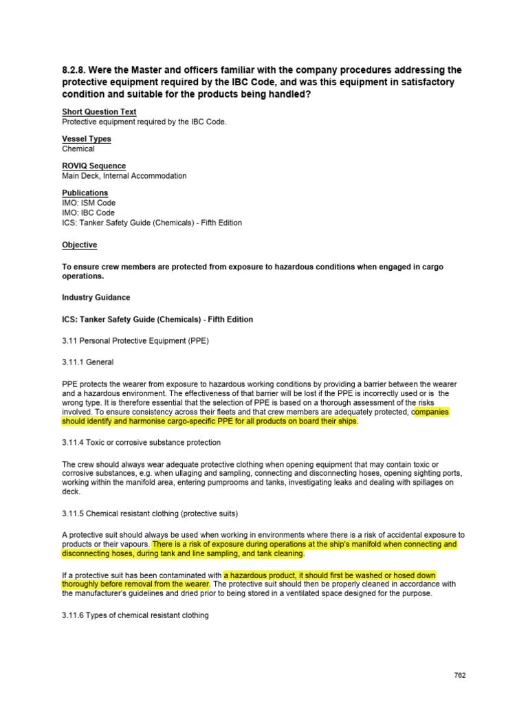 IBC Code PPE Compliance and Guidelines | PDF | Personal Protective ...