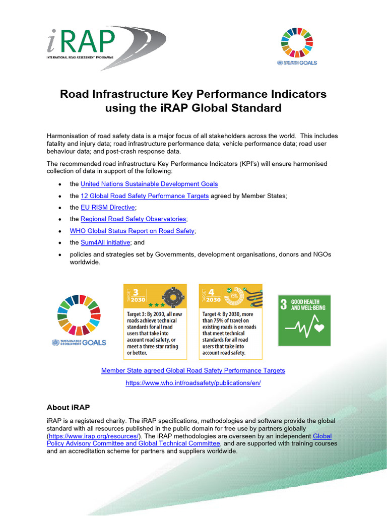Global Road Infrastructure KPIs Guide | PDF | Traffic | Performance ...