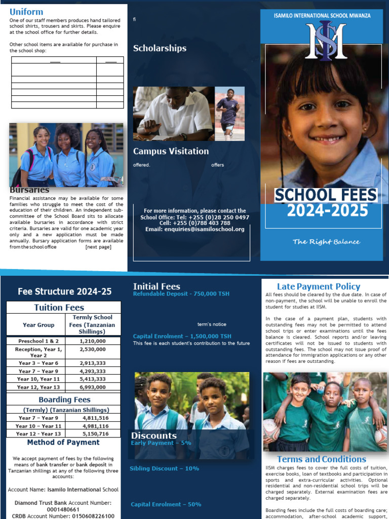 Isamilo International School Fees 2024-25 | PDF | Banks | Fee