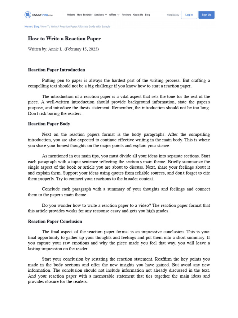 How to Write a Reaction Paper Guide | PDF | Human Communication