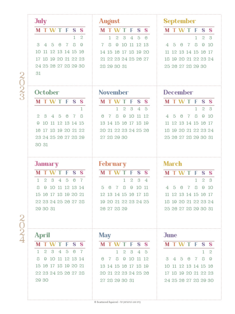 SG 23 24 Academic Calendar Monday Start | PDF