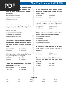 MCQs On New Families Added NEET 2024
