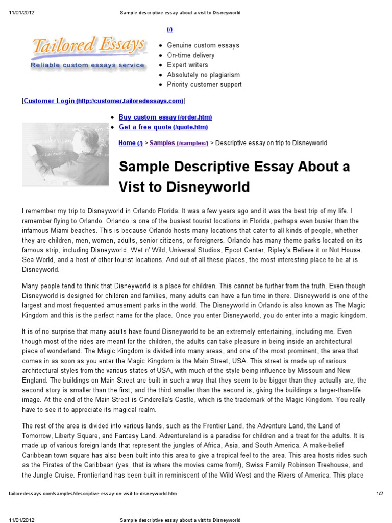 descriptive essay disneyland