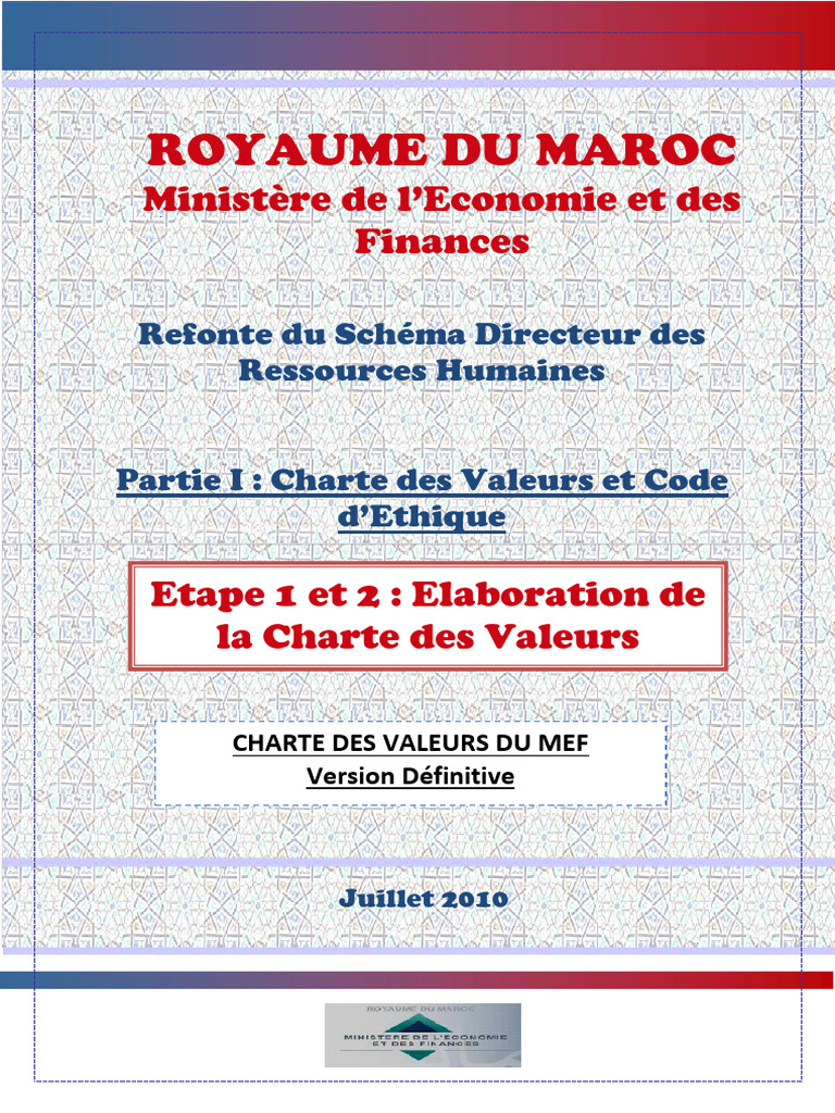 Charte des Valeurs du MEF | PDF | Économie | la communication