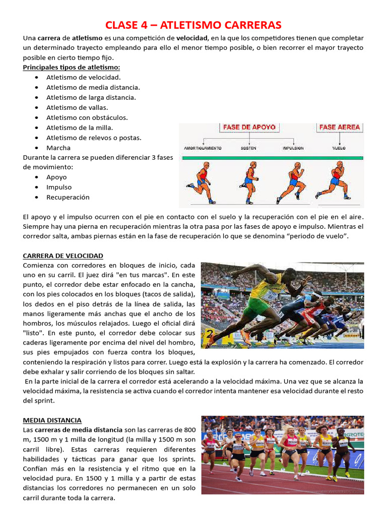 CLASE 4-ATLETISMO-CARRERAS | PDF | Corriendo | Deporte del atletismo