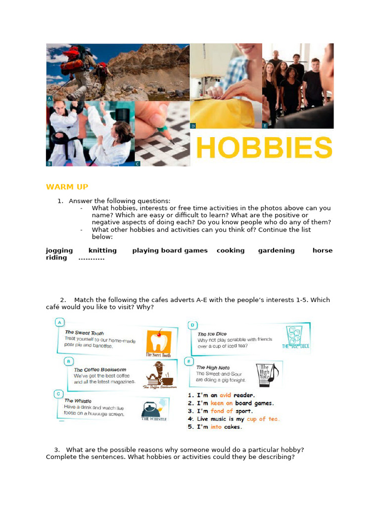 1 Hobbies-Interests-Free Time | PDF | Self-Improvement