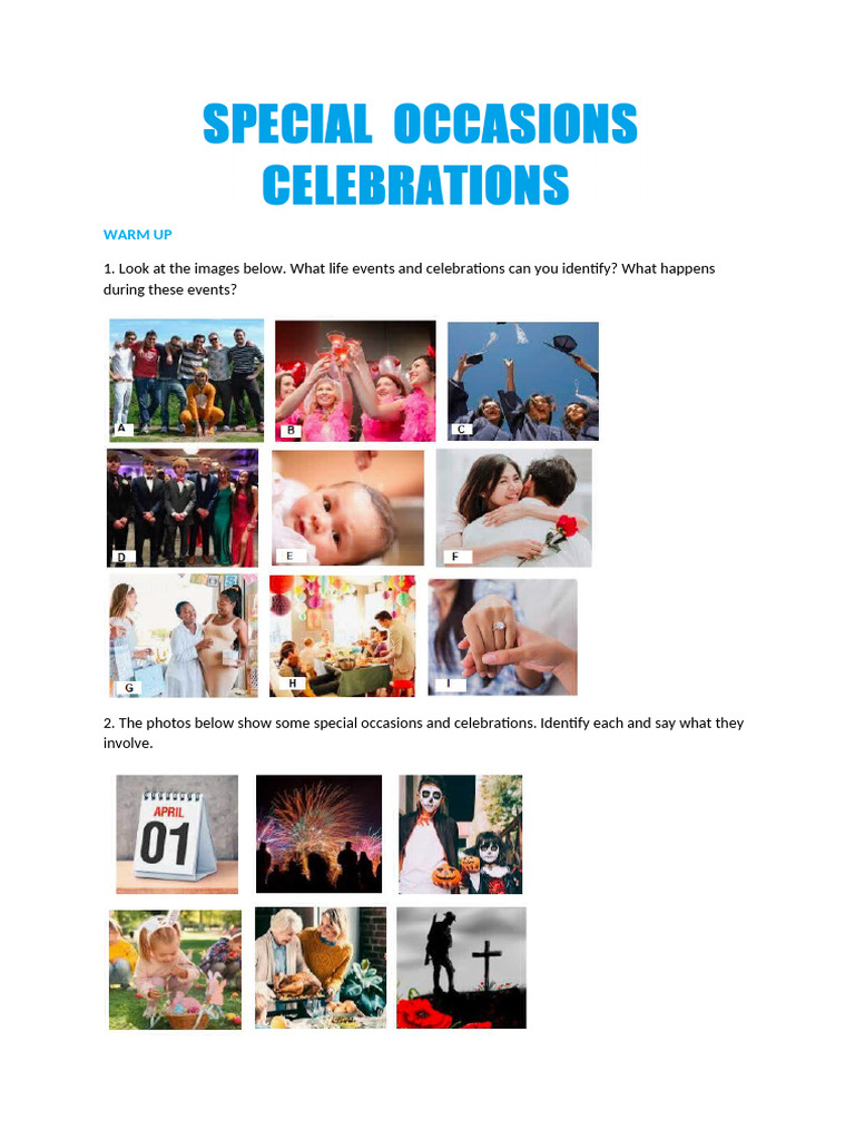 1 Events-Special Occasions-Celebrations | PDF | Wellness