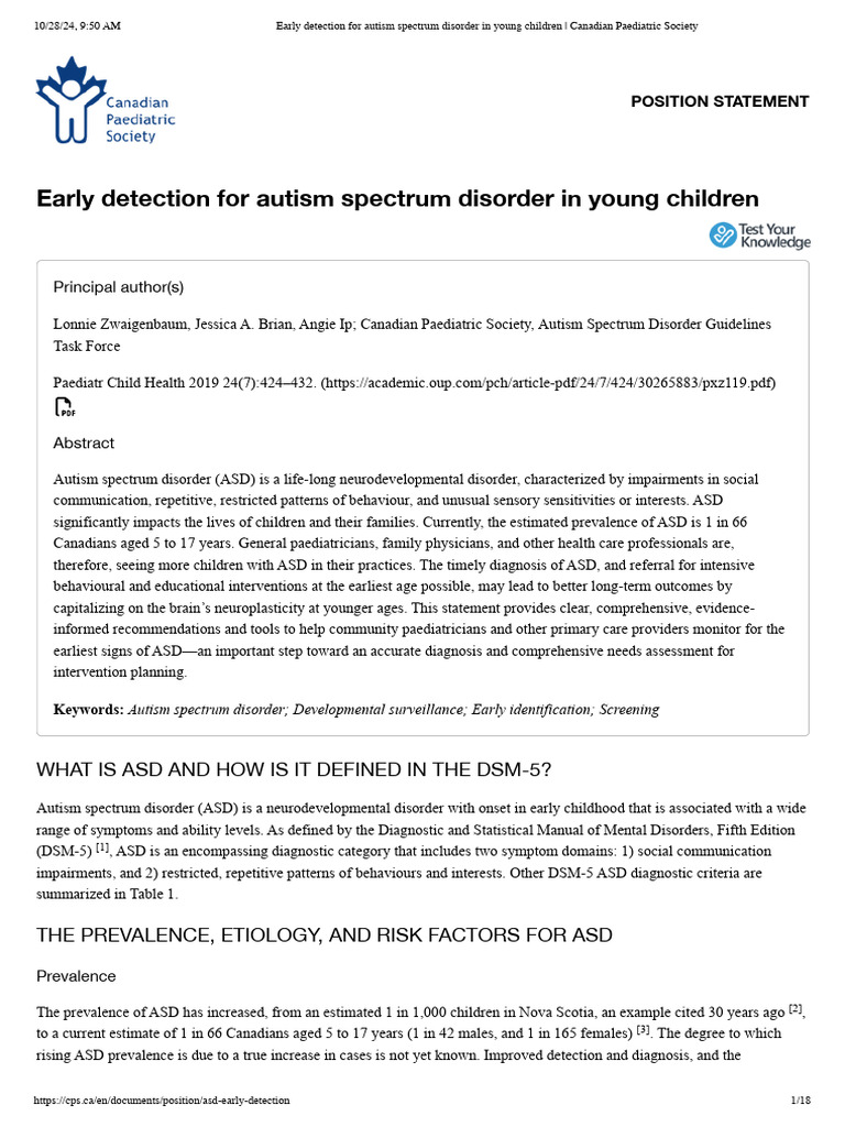 Early Detection For Autism Spectrum Disorder in Young Children ...