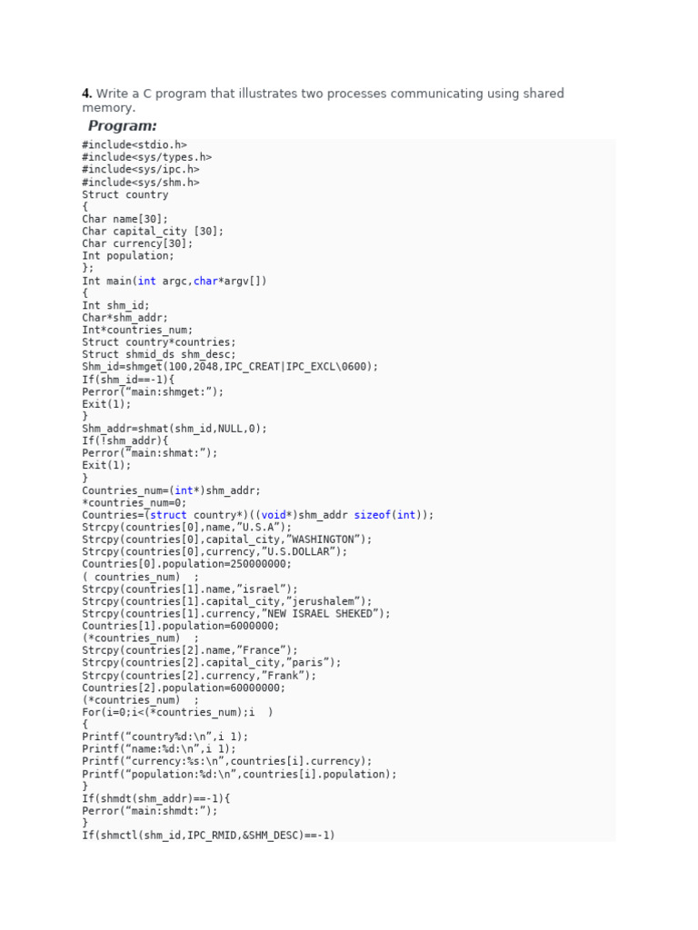 Program:: Write A C Program That Illustrates Two Processes ...