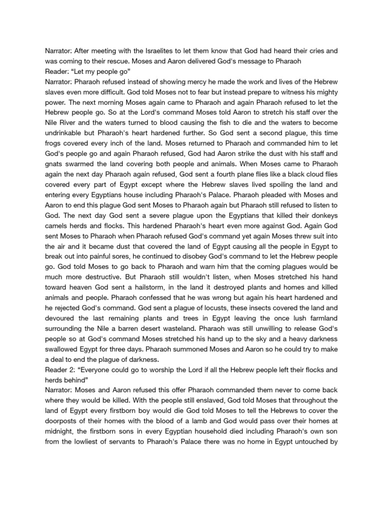 The 10 Plagues SCRIPT GR 7 | PDF | Moses | Torah Books