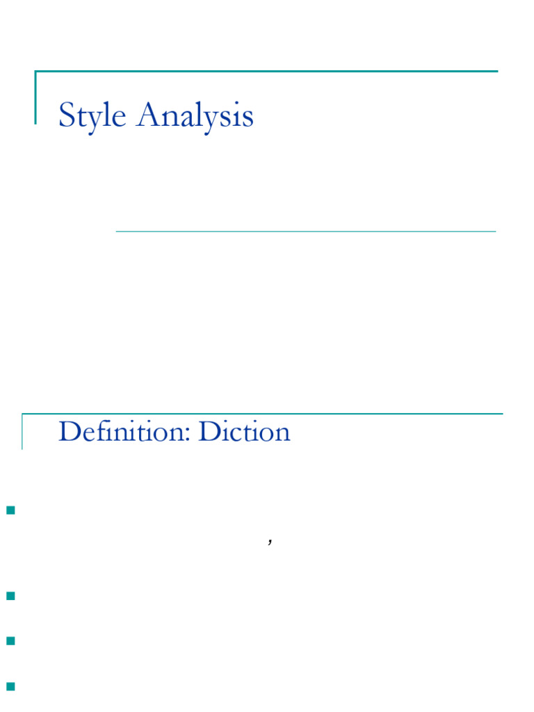 Style - Analysis Lecture One | PDF | Sentence (Linguistics) | Word