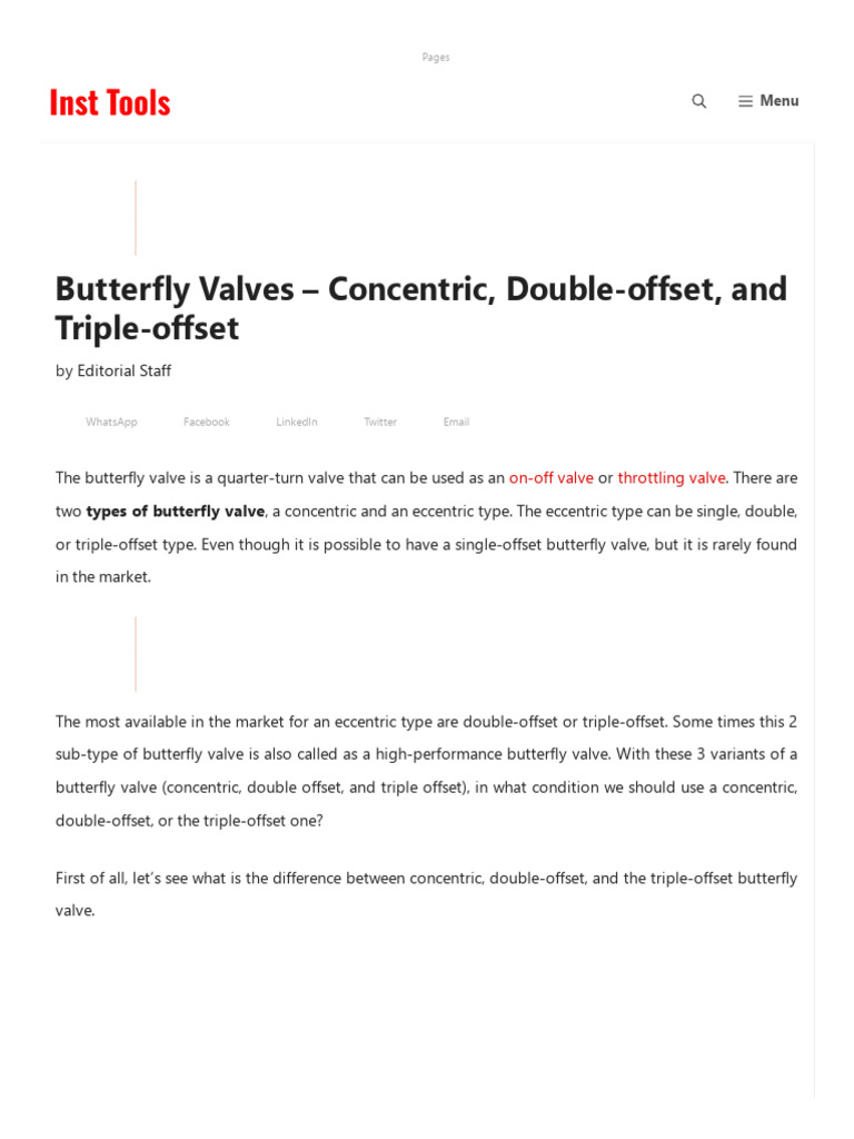 Butterfly Valves - Concentric, Double-offset, and Triple-offset | PDF ...
