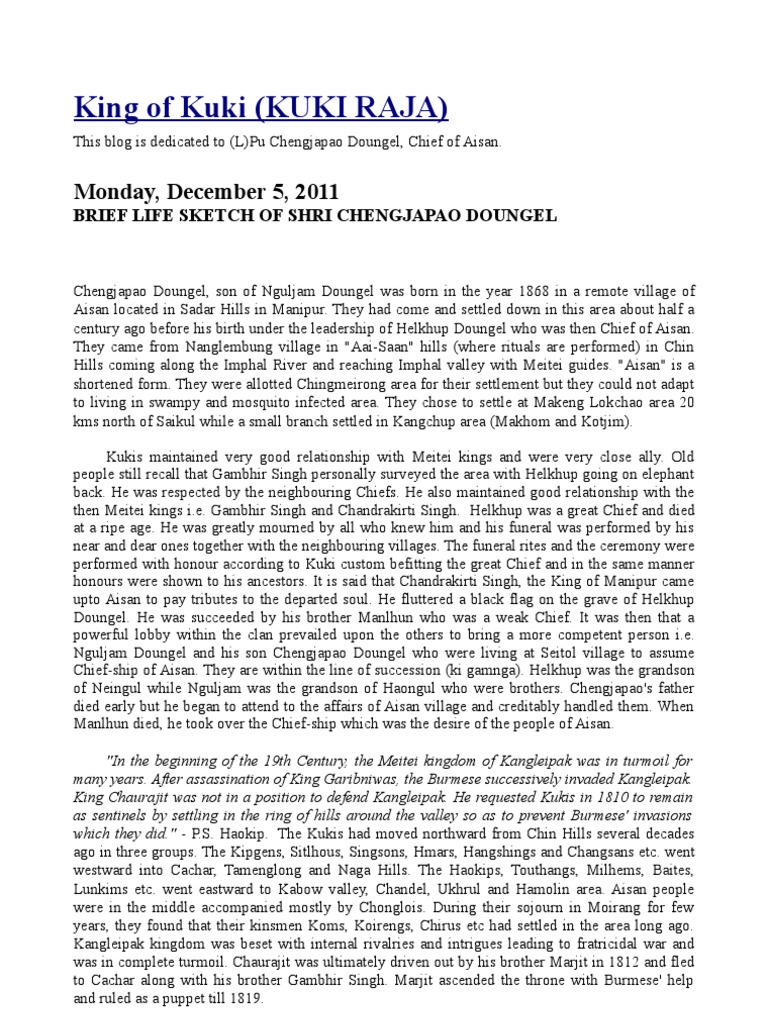 Chengjapao Doungel: Kuki Raja Legacy | PDF | Armed Conflict | Unrest