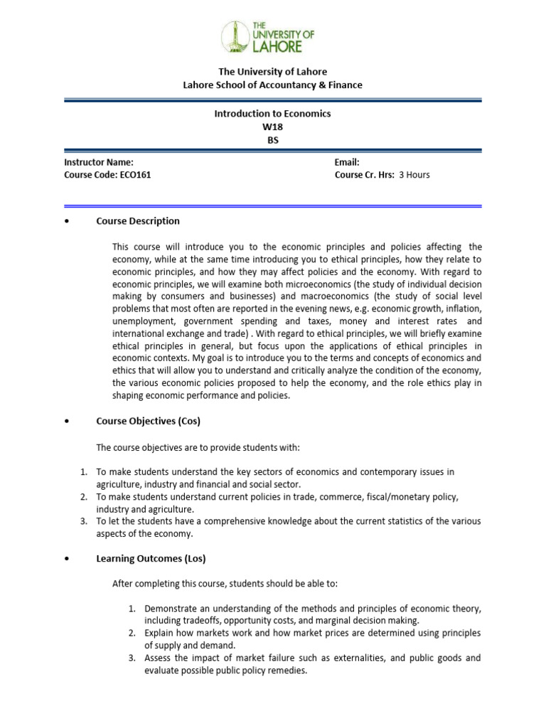 Introduction to Economics Course Overview | PDF | Macroeconomics ...