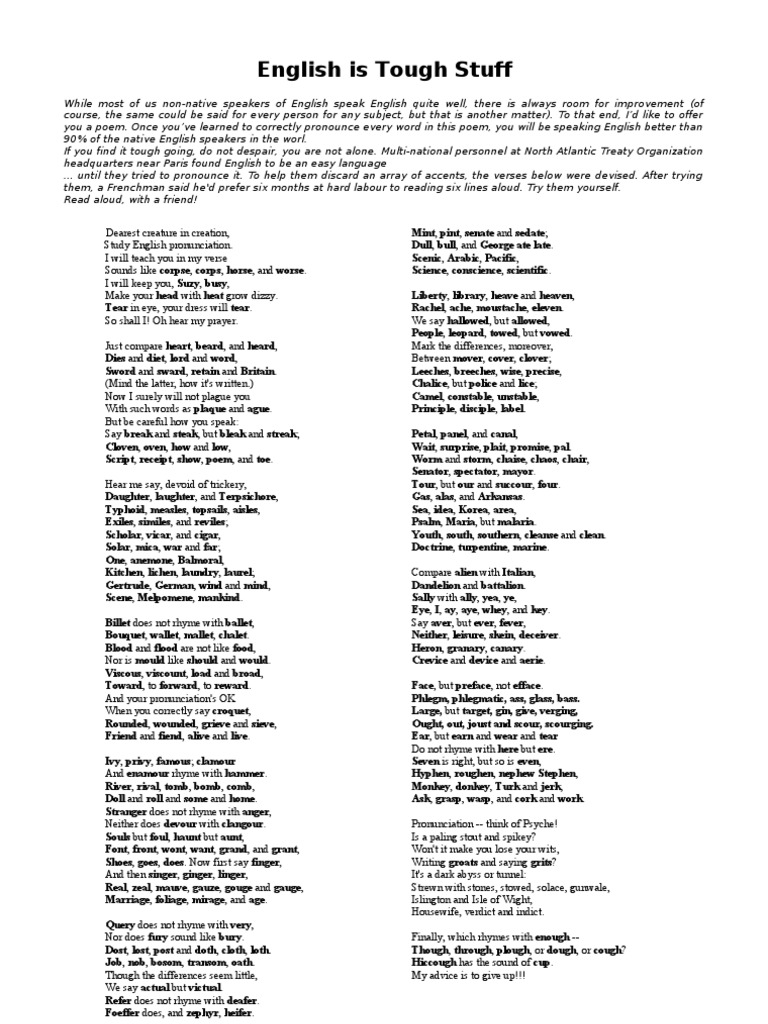 English is Tough Stuff | English Language | Languages