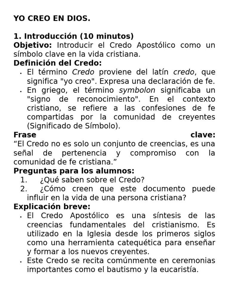 Importancia del Credo Apostólico en la Fe | PDF | Jesús | Credo