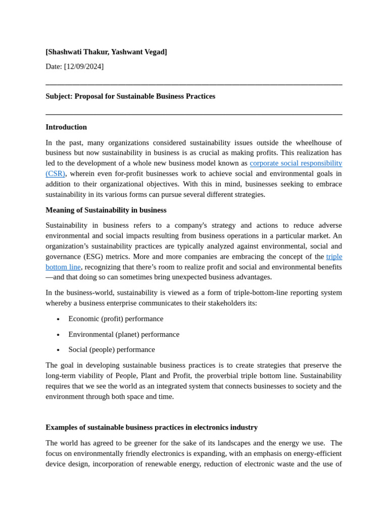 Sustainable Business Practices | PDF | Sustainability | Efficient ...