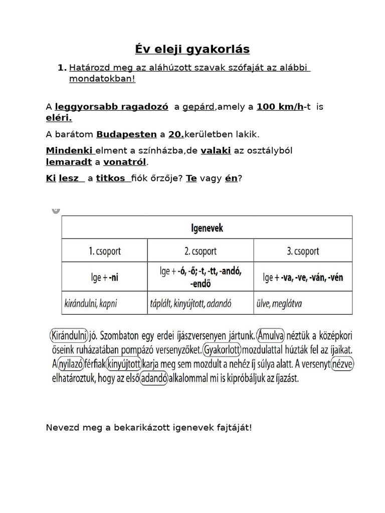 Év Eleji Gyakorlás | PDF
