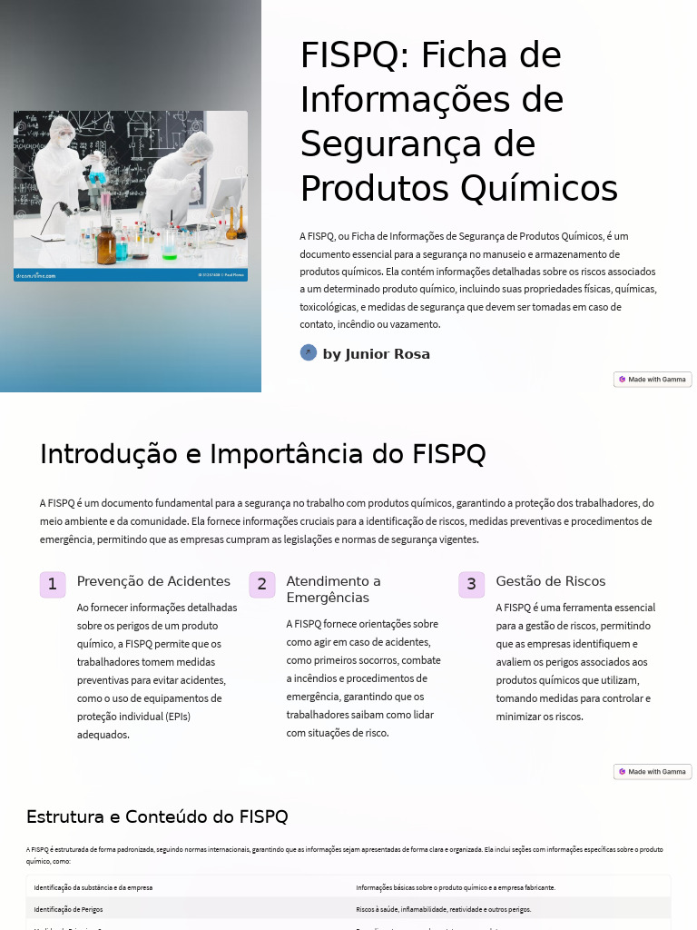 FISPQ: Segurança em Produtos Químicos | PDF | Química | Primeiros socorros