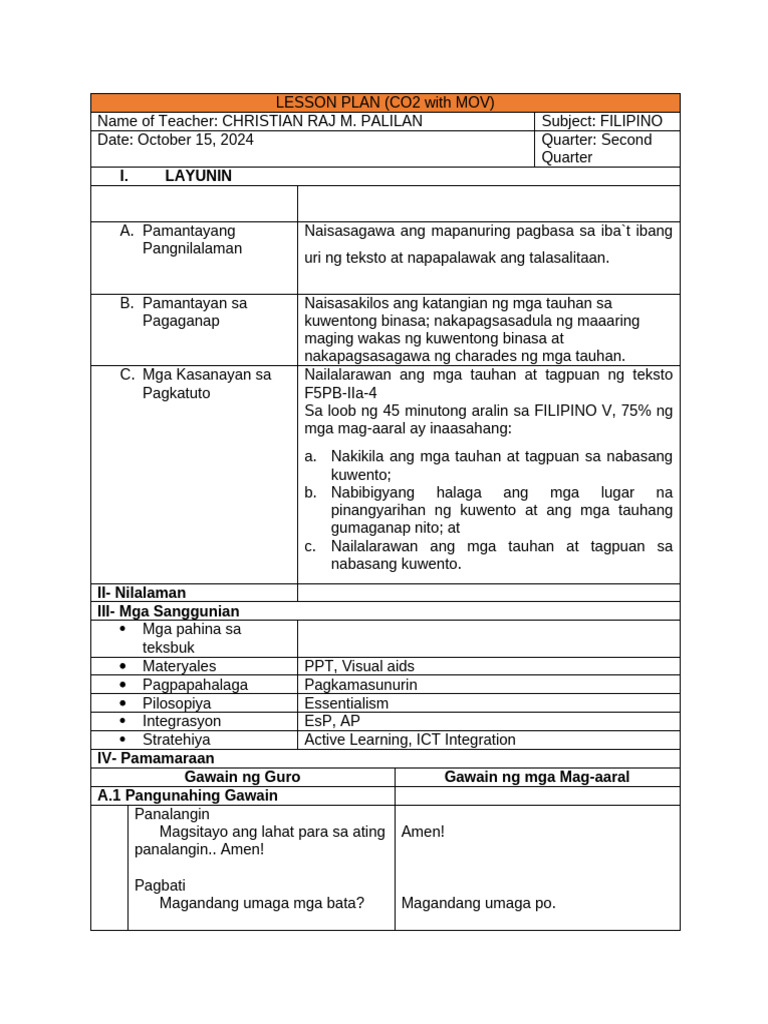 Lesson Plan New Format (F) Raj | PDF