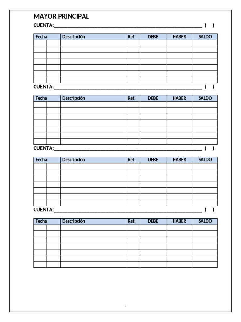 Formato de Mayor Contable | PDF