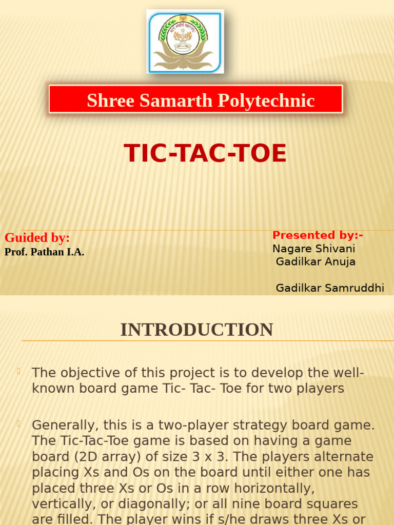 Tic-Tac-Toe Game Development Project | PDF | Games & Activities