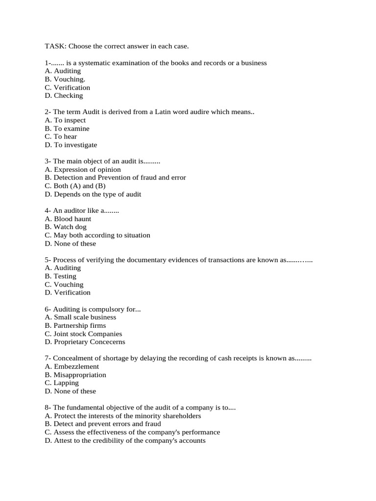 TASK | PDF | Audit | Internal Control