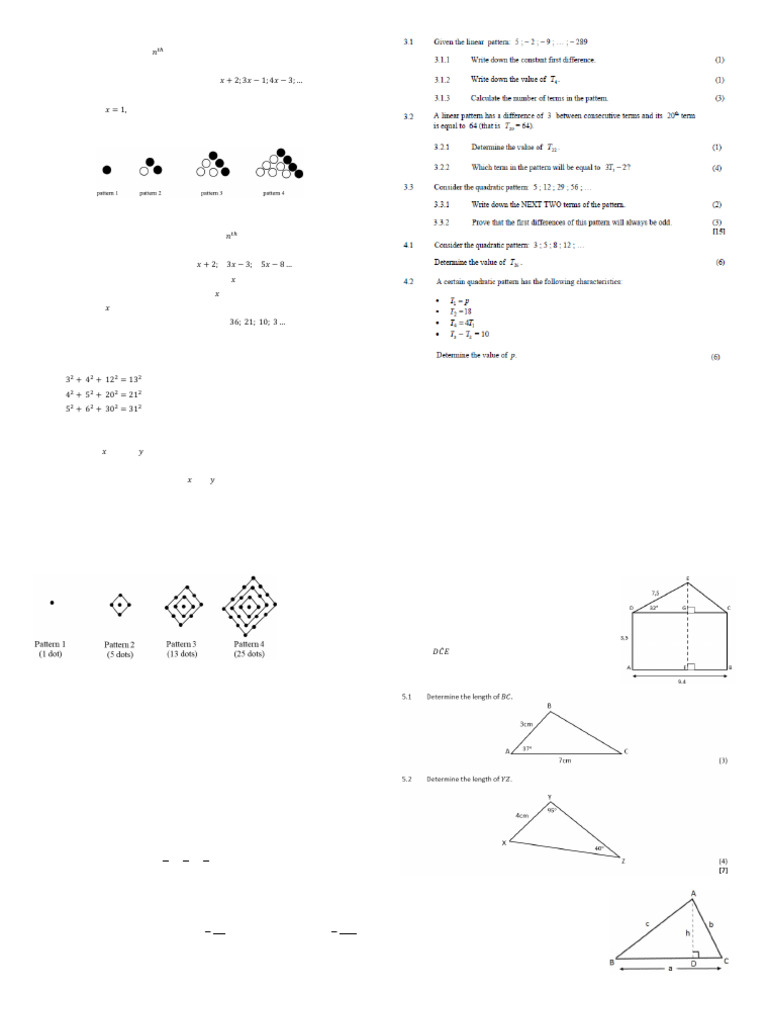 Sequence and Pattern Analysis Exercises | PDF | Numbers | Area
