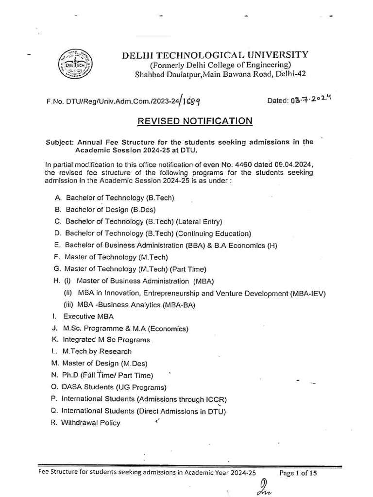 Fee Structure 2024 | PDF