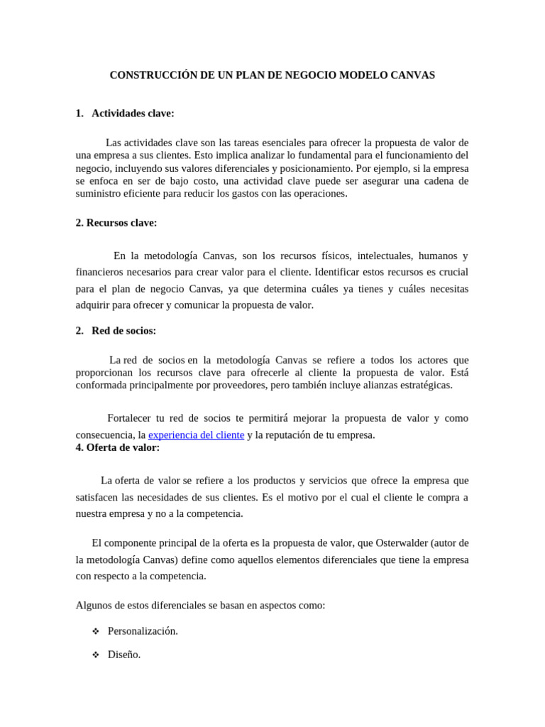 Plan de Negocio con Modelo Canvas | PDF | Contabilidad | Plan de negocios