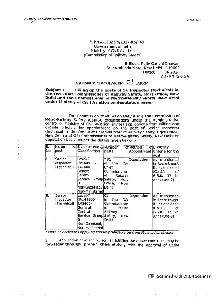 Senior Inspector (Tech) | PDF