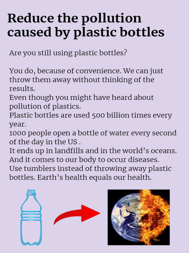 Reduce The Pollution Caused by Plastic Bottles | PDF | Science ...