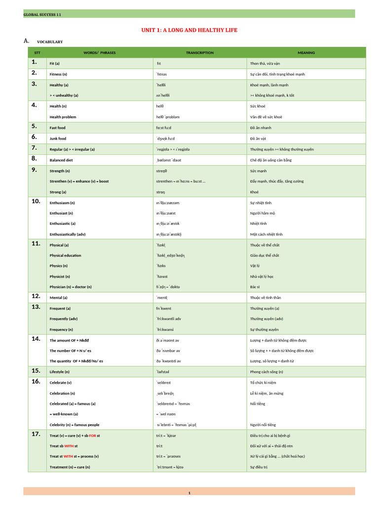 Unit 1 Global Success 11 | PDF
