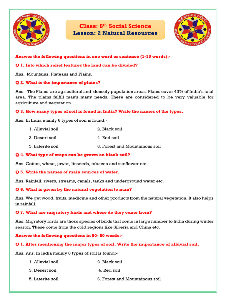 Soc - Science - Lesson 2 Solution | PDF | River | Soil