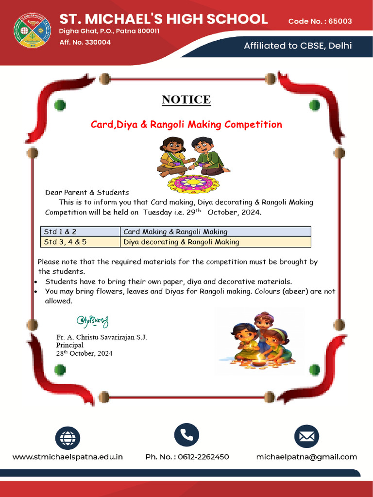Rangoli and Diya Competition Notice | PDF | Home & Garden