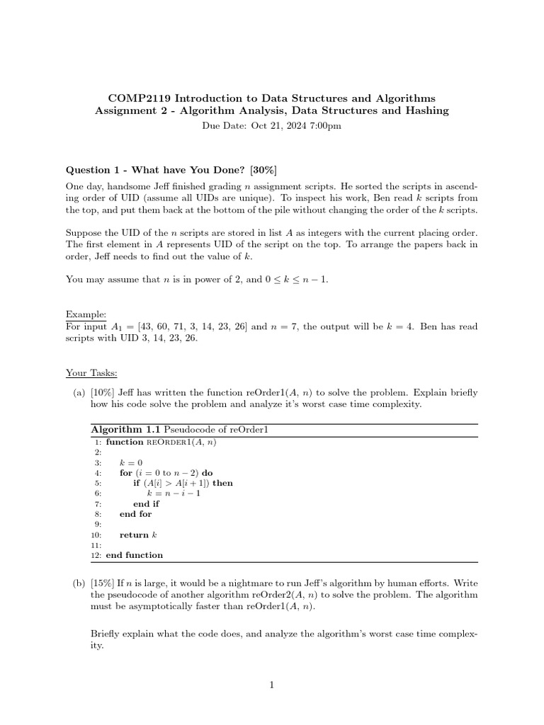 Data Structures & Algorithms Assignment 2 | PDF | Algorithms And Data ...