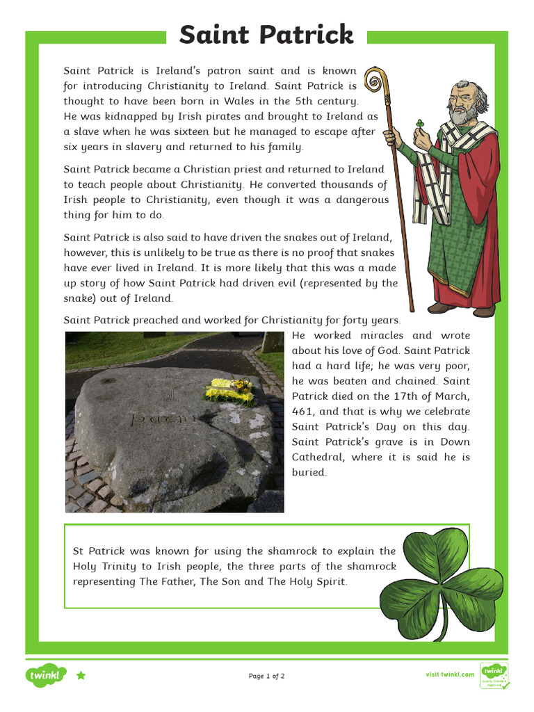 Life and Legacy of Saint Patrick | PDF | Saint Patrick | Religious ...