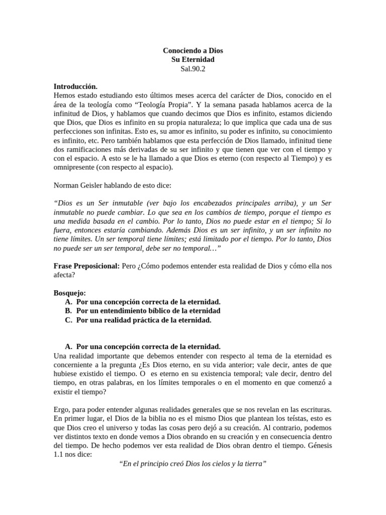 Conociendo A Dios, La Eternidad de Dios | PDF | Dios | Pablo el apóstol
