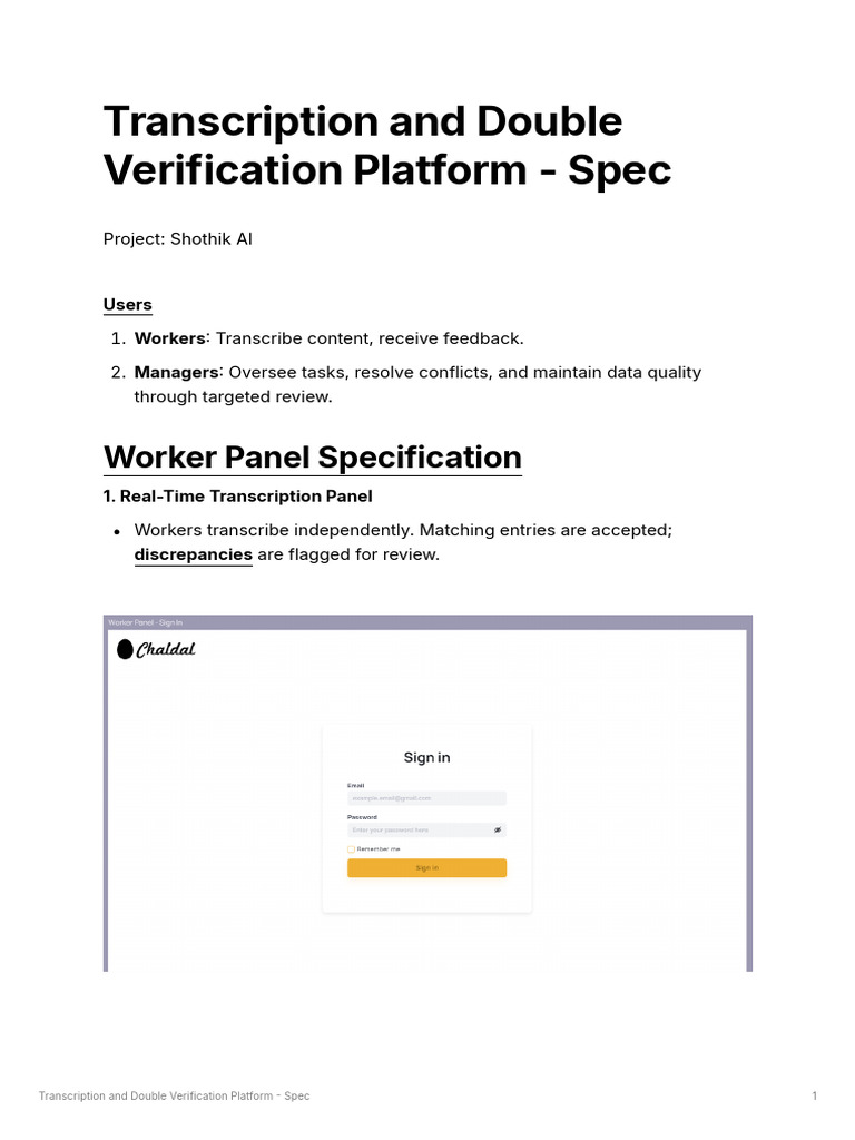 Double Verification Spec - Large Scale Transcription | PDF ...