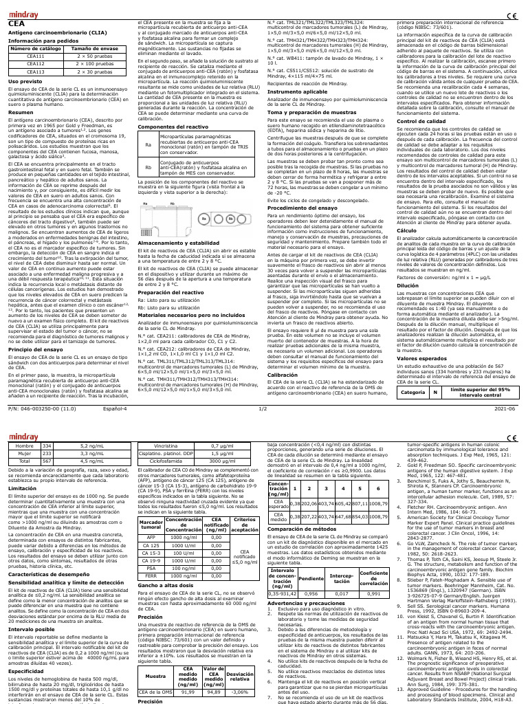 Factores de conversión ng/ml x 1 = μg/L PDF Inmunoensayo Cáncer — free download